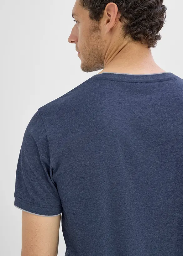 T-shirt col V double &eacute;paisseur, bonprix