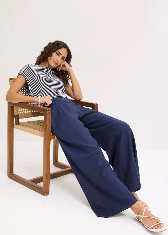 Marlenehose aus luftigem Leinen-Mix, bonprix