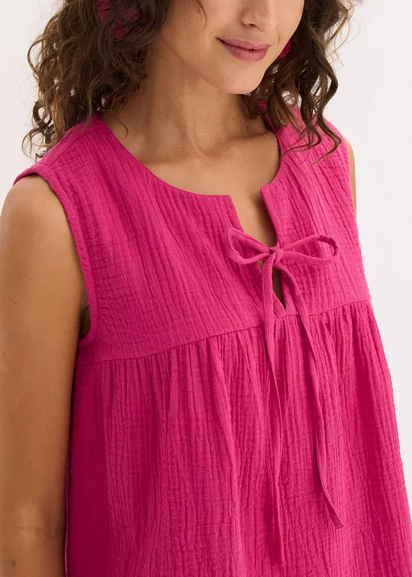 Blouse sans manches en gaze de coton, bonprix