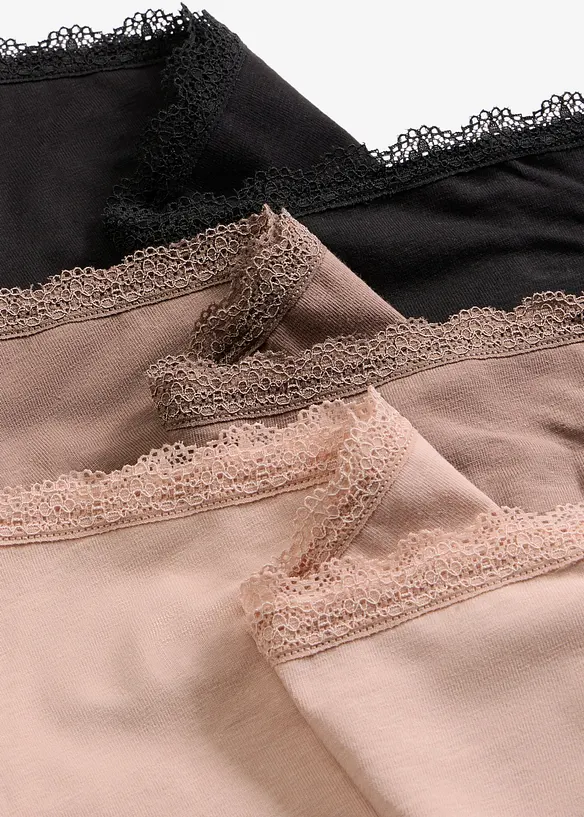 Umstandspanty mit&nbsp;Bio-Baumwolle und Spitze (3er Pack), bonprix