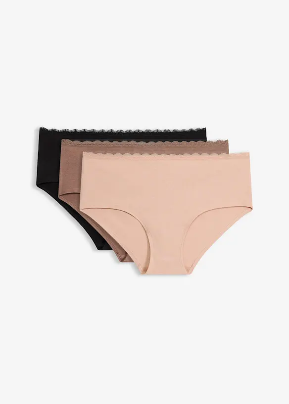 Umstandspanty mit&nbsp;Bio-Baumwolle und Spitze (3er Pack), bonprix