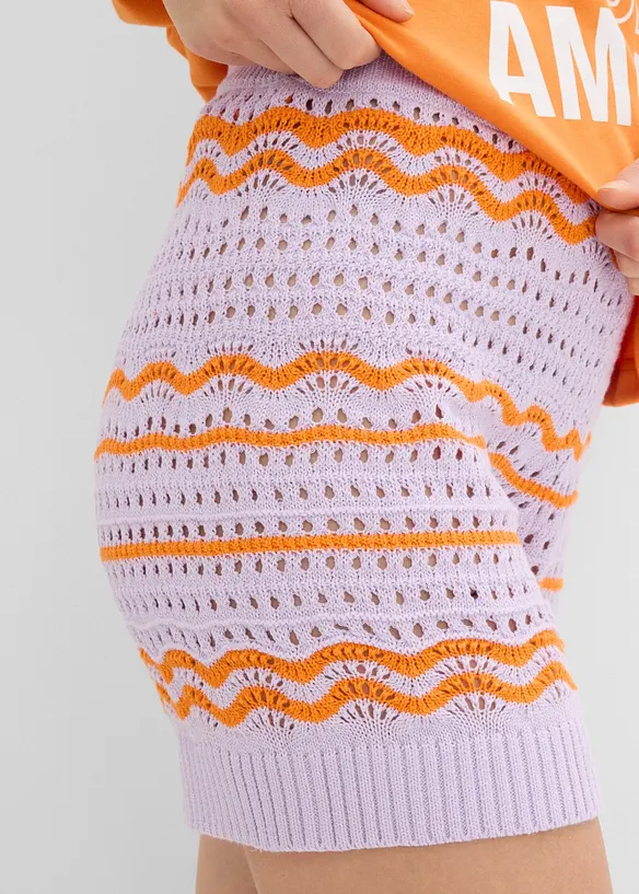 Short en maille a&eacute;rienne coton et lin, bonprix