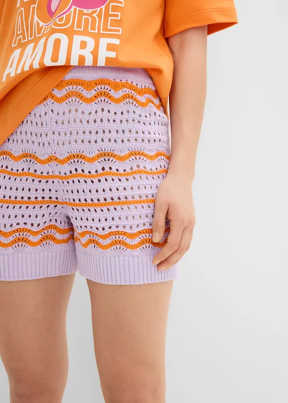 Short en maille a&eacute;rienne coton et lin, bonprix