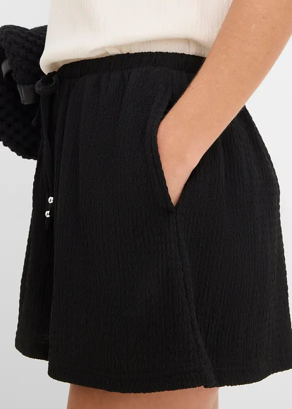 Short en cr&ecirc;pe textur&eacute; avec taille &eacute;lastiqu&eacute;e, bonprix