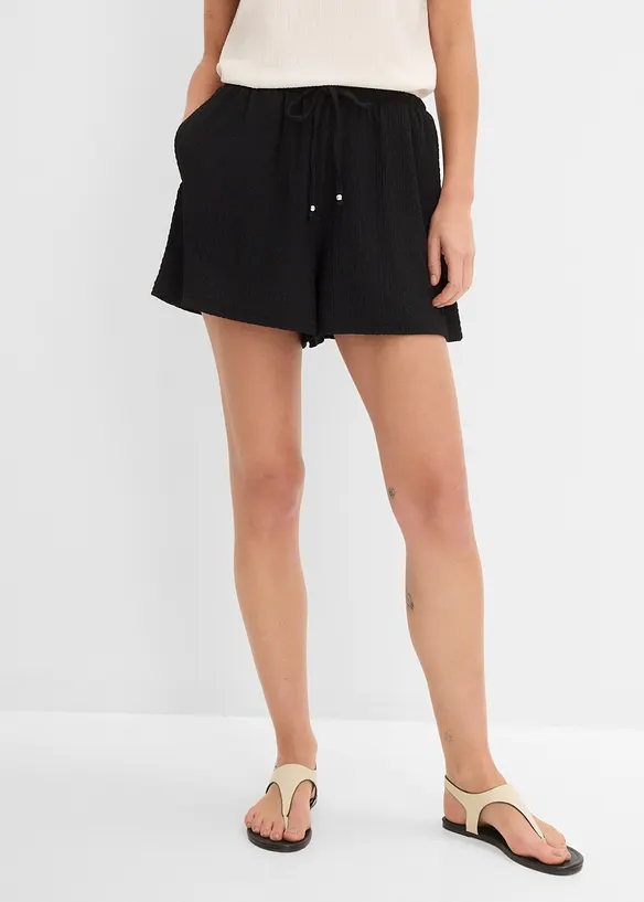 Short en cr&ecirc;pe textur&eacute; avec taille &eacute;lastiqu&eacute;e, bonprix