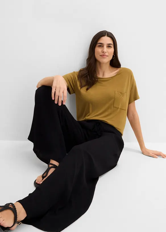 Pantalon large en viscose fine, bonprix