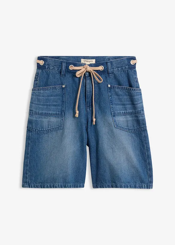 Bermuda en jean avec cordon, taille mi-haute, bonprix