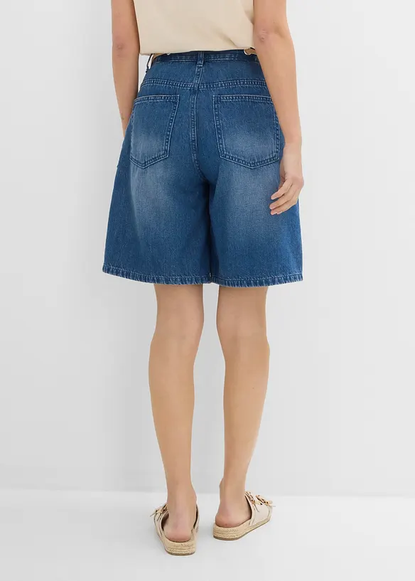 Bermuda en jean avec cordon, taille mi-haute, bonprix