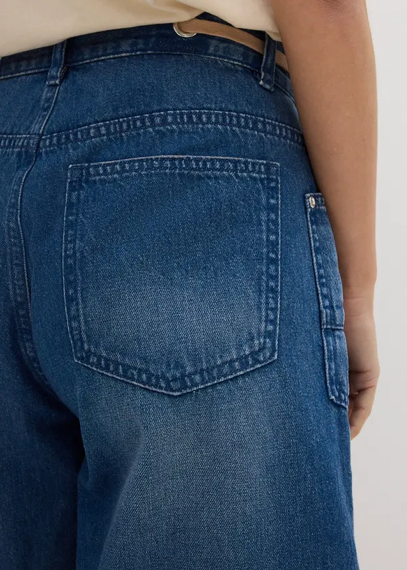 Bermuda en jean avec cordon, taille mi-haute, bonprix