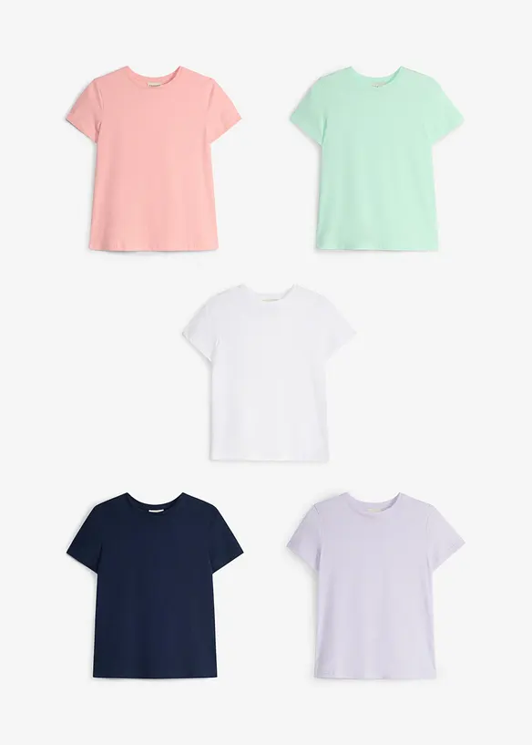 Lot de 5 T-shirts 100% coton, bonprix