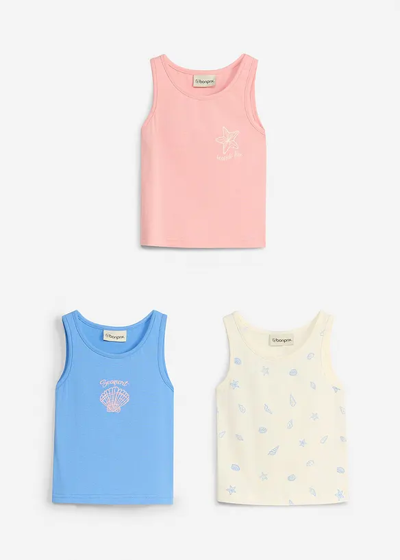 Lot de 3 tops 100% coton, bonprix