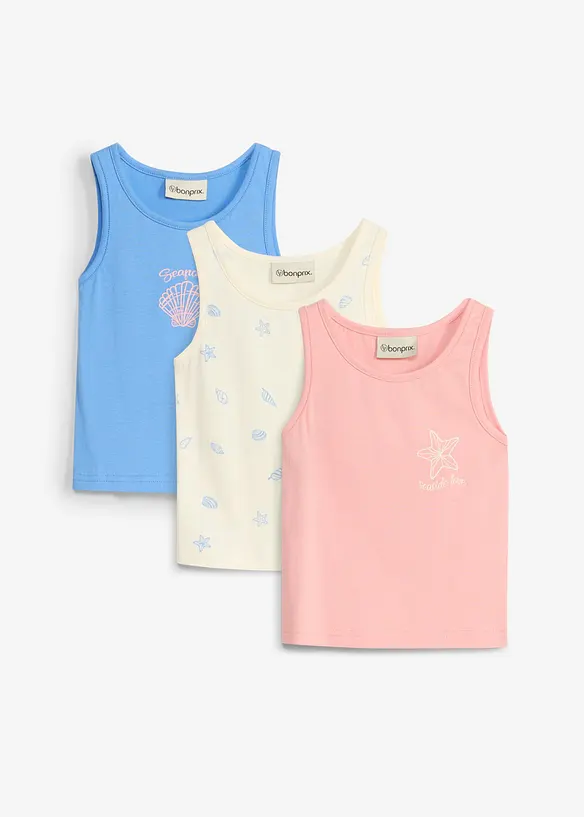 Lot de 3 tops 100% coton, bonprix