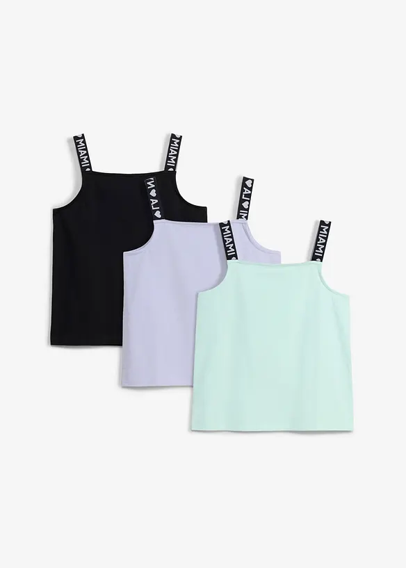 Lot de 3 tops en coton extensible, bonprix