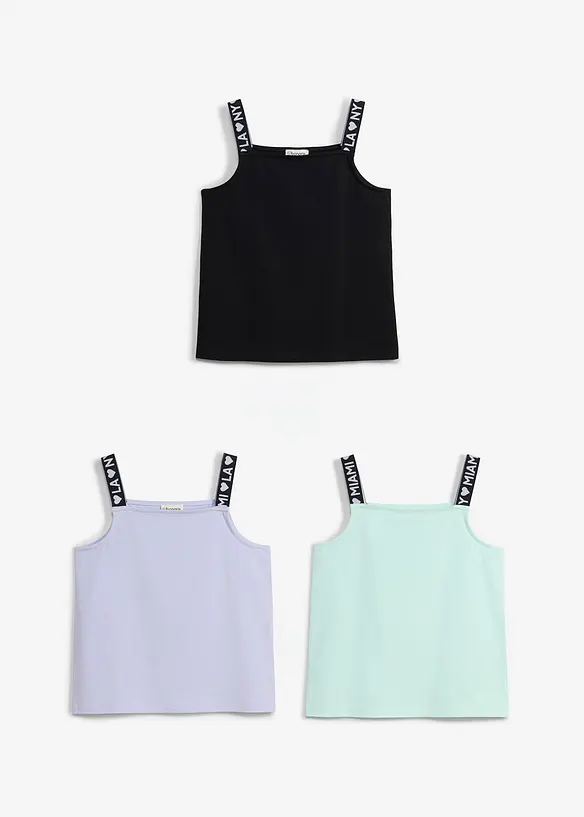 Lot de 3 tops en coton extensible, bonprix