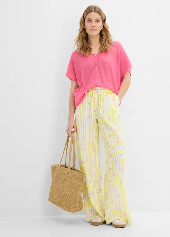Pantalon taille &eacute;lastiqu&eacute;e en gaze de coton, bonprix