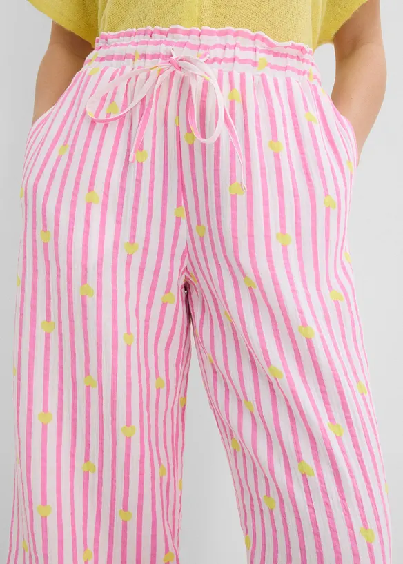 Pantalon taille &eacute;lastiqu&eacute;e en gaze de coton, bonprix