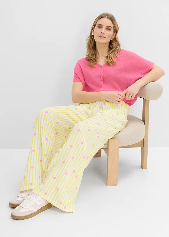 Pantalon taille &eacute;lastiqu&eacute;e en gaze de coton, bonprix