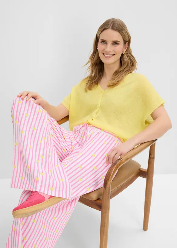 Pantalon taille &eacute;lastiqu&eacute;e en gaze de coton, bonprix