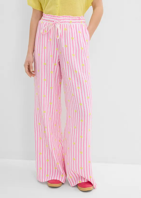 Pantalon taille &eacute;lastiqu&eacute;e en gaze de coton, bonprix