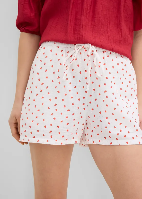 Short en gaze de coton l&eacute;g&egrave;re, taille &eacute;lastiqu&eacute;e, bonprix