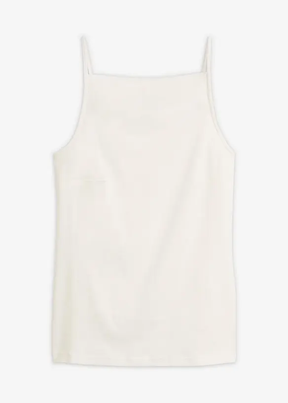 Spaghetti-Top aus feingerippter Bio-Baumwolle, bonprix