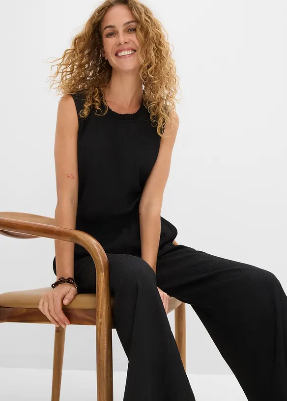 Jersey-Jumpsuit aus strukturiertem Cr&ecirc;pe, bonprix