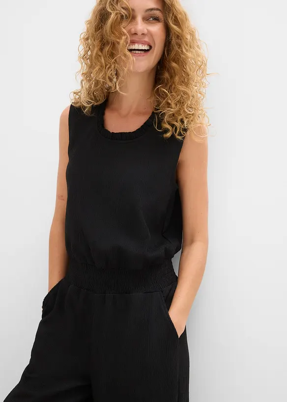 Jersey-Jumpsuit aus strukturiertem Cr&ecirc;pe, bonprix