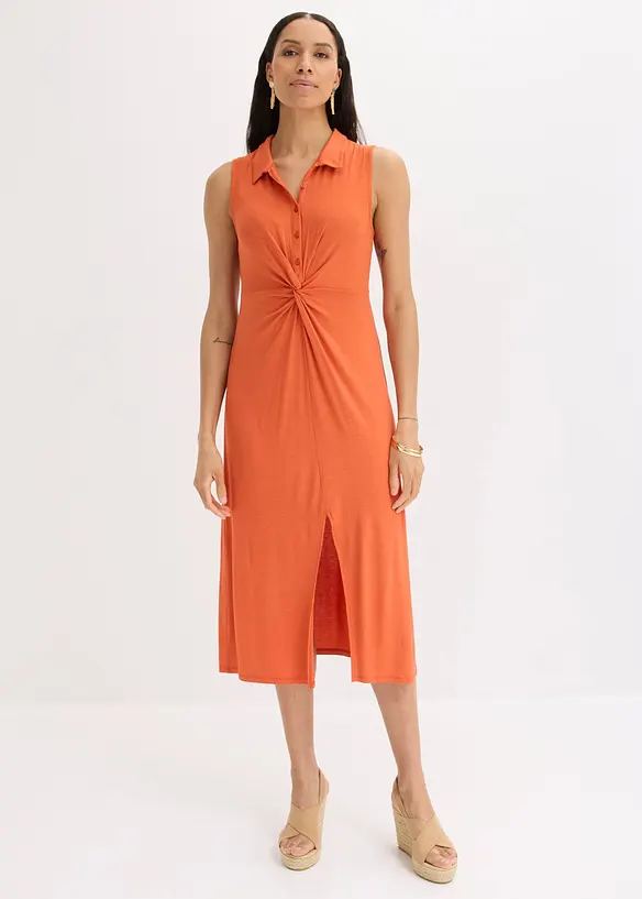 Jersey-Hemdblusenkleid aus flie&szlig;ender Viskose, bonprix