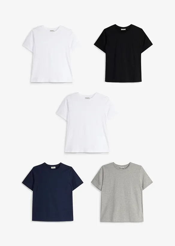 Lot de 5&nbsp;T-shirts 100% coton, bonprix