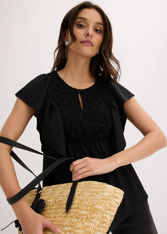 Shirtbluse aus strukturiertem Cr&ecirc;pe, bonprix