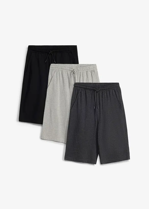 Sweat-Bermuda mit Bio Baumwolle (3er Pack), bonprix