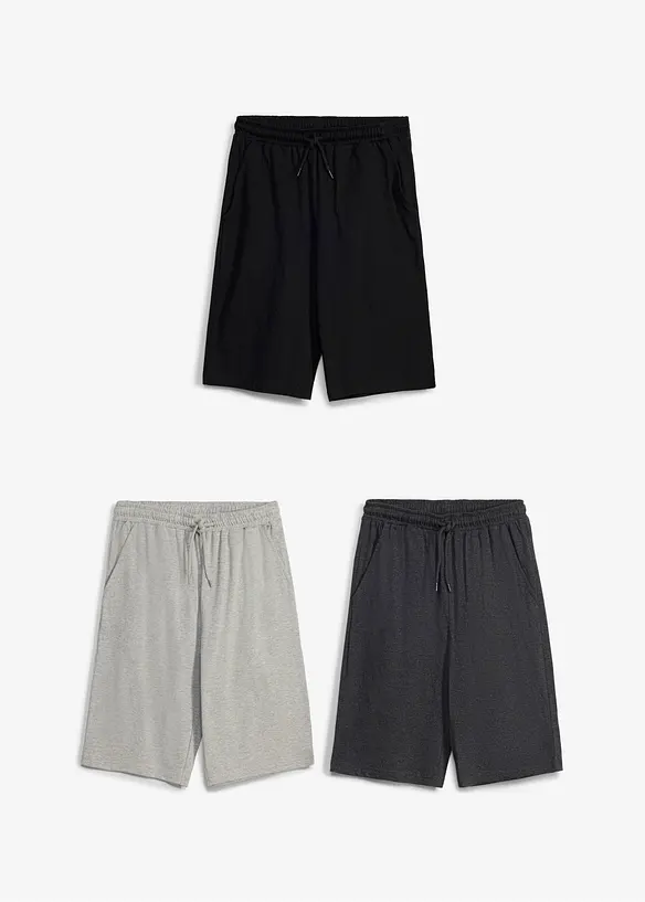 Sweat-Bermuda mit Bio Baumwolle (3er Pack), bonprix