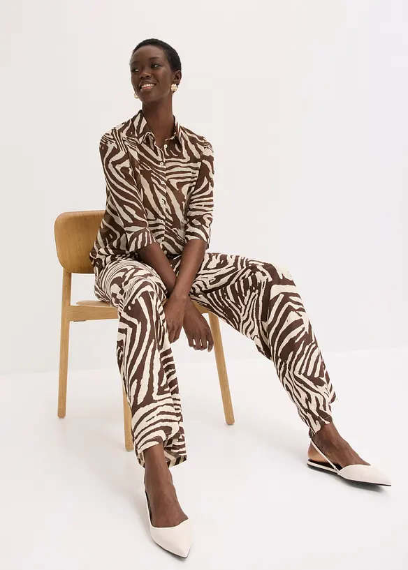 Pantalon taille &eacute;lastiqu&eacute;e en viscose, bonprix