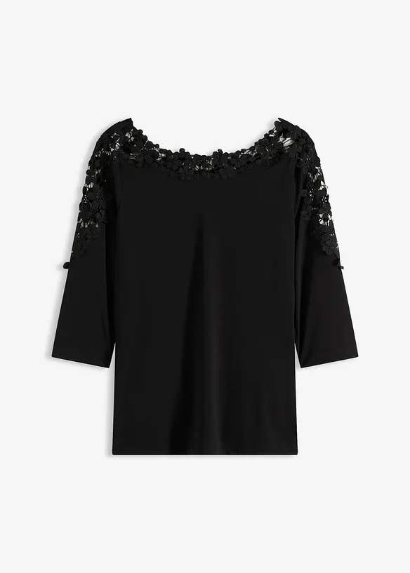 T-shirt &agrave; empi&egrave;cement au crochet, bonprix