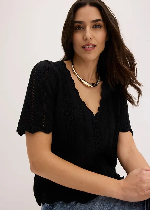 Strickshirt mit tiefem Ausschnitt, bonprix