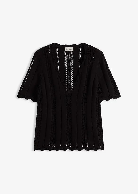 Strickshirt mit tiefem Ausschnitt, bonprix