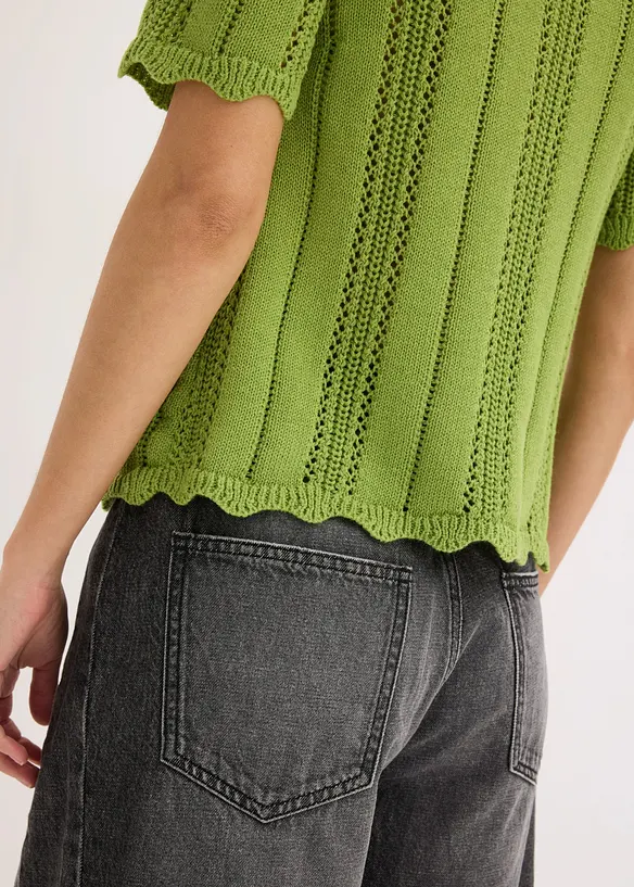 T-shirt en maille &agrave; d&eacute;collet&eacute; plongeant, bonprix