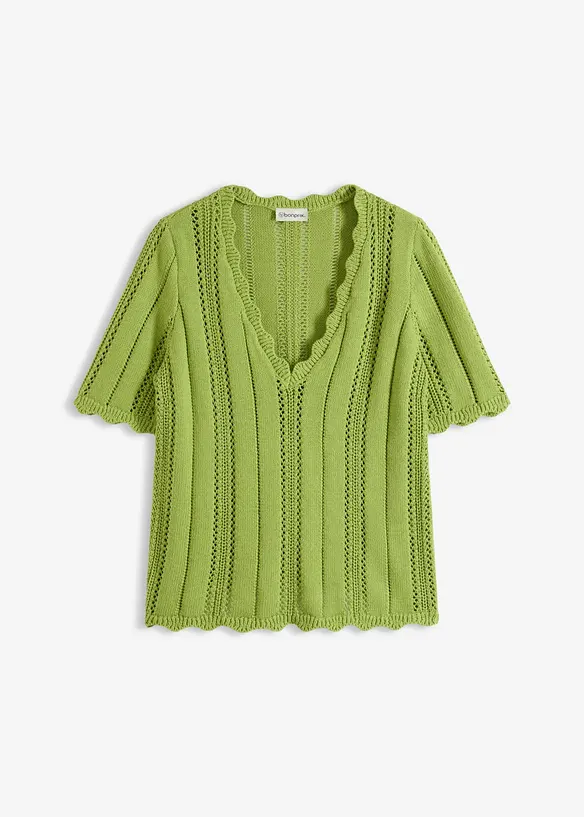 T-shirt en maille &agrave; d&eacute;collet&eacute; plongeant, bonprix