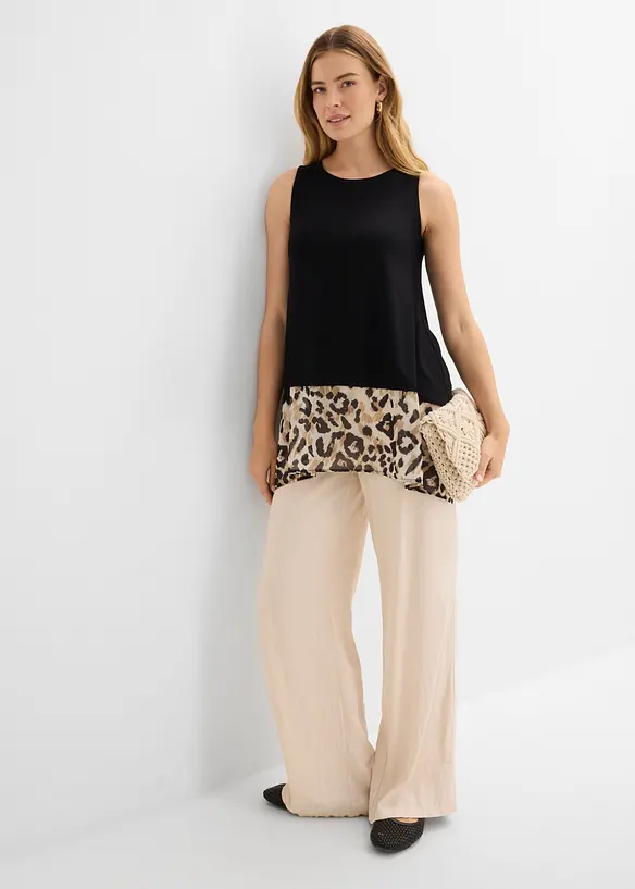 Blusentop aus Viskose-Mix mit Chiffoneinsatz, bonprix