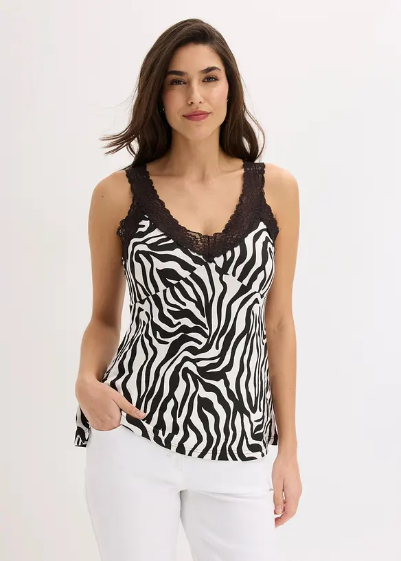 Top &agrave; empi&egrave;cement en dentelle et crochet, bonprix
