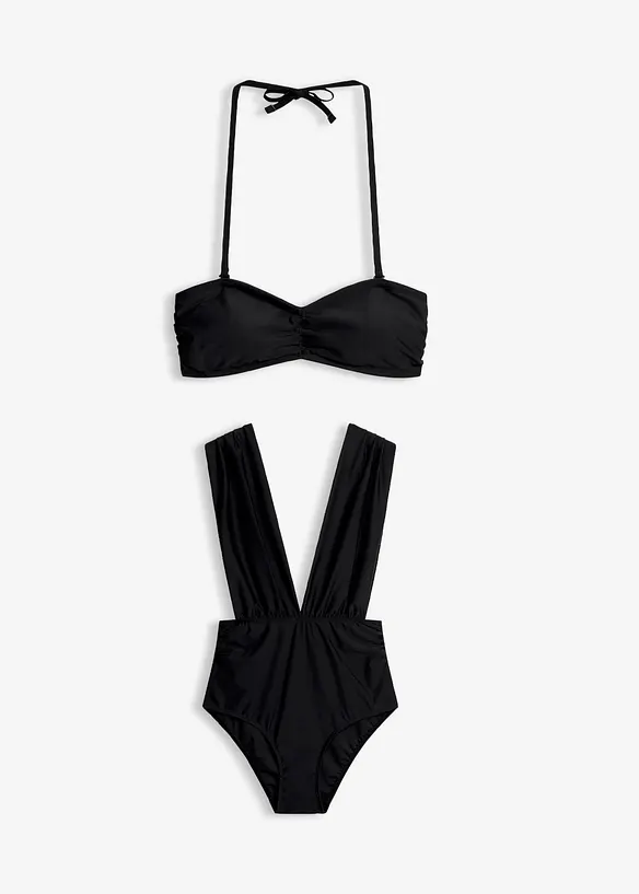 Badeanzug + Bandeau-Bikinioberteil (2-tlg.Set), bonprix