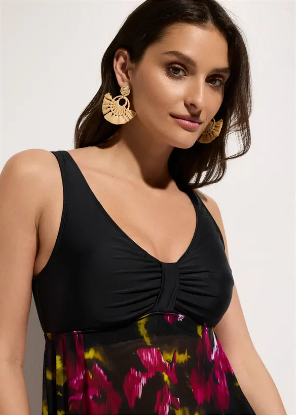 Tankini long avec mesh imprim&eacute; (ens. 2&nbsp;pces), bonprix