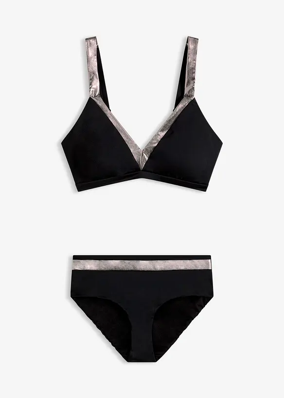 Bikini mit silberfarbenen Eins&auml;tzen (2-tlg.Set), bonprix