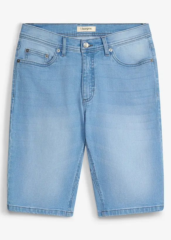 Lot de 2 bermudas regular en jean extensible, entrejambe renforc&eacute;, bonprix