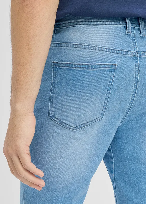 Lot de 2 bermudas regular en jean extensible, entrejambe renforc&eacute;, bonprix