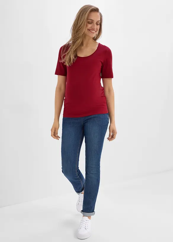 Umstandsshirts mit tiefem Rundhalsausschnitt (2er Pack), bonprix