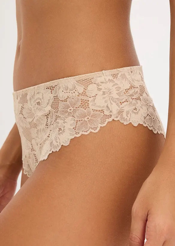 Lot de 4 slips br&eacute;siliens en dentelle, bonprix