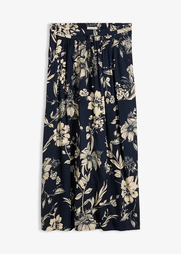 Jupe longue en viscose avec taille &eacute;lastique et lien &agrave; nouer, bonprix