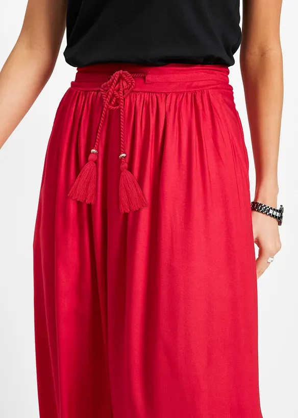 Jupe longue en viscose avec taille &eacute;lastique et lien &agrave; nouer, bonprix
