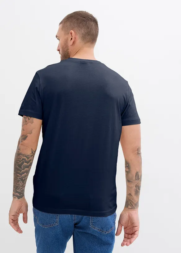 Lot de 3 T-shirts col tunisien 100% coton, bonprix